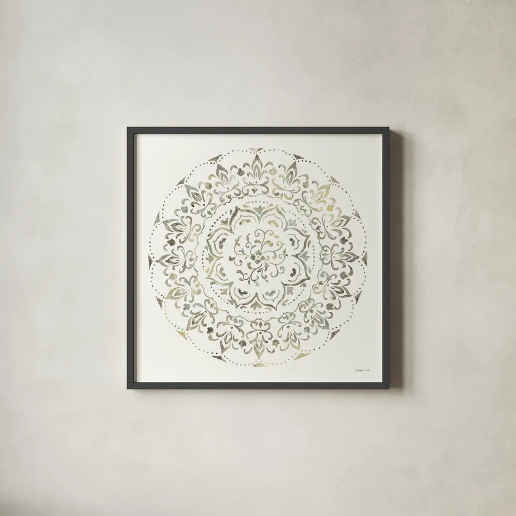Earthen Circle of Life I by Danhui Nai. Shown in a sleek black glass frame for a contemporary gallery look. Available as an archival giclee rolled canvas, fine art paper, or poster print. SKU 79483a.