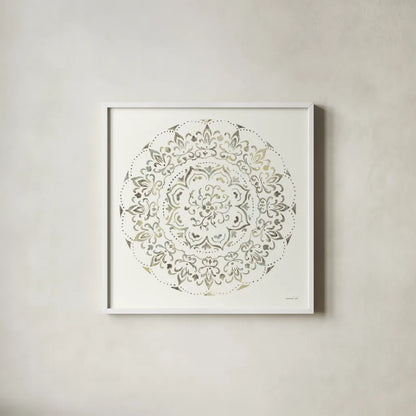 Earthen Circle of Life I by Danhui Nai. Shown in a crisp white glass frame for a clean and minimalist style. Available as an archival giclee rolled canvas, fine art paper, or poster print. SKU 79483a.