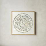 Earthen Circle of Life II by Danhui Nai. Shown in a natural wood glass frame for a timeless modern aesthetic. Available as an archival giclee rolled canvas, fine art paper, or poster print. SKU 79484a.