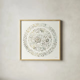 Earthen Circle of Life III by Danhui Nai. Shown in a natural wood glass frame for a timeless modern aesthetic. Available as an archival giclee rolled canvas, fine art paper, or poster print. SKU 79485a.