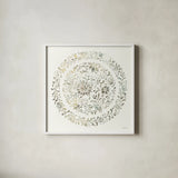 Earthen Circle of Life III by Danhui Nai. Shown in a crisp white glass frame for a clean and minimalist style. Available as an archival giclee rolled canvas, fine art paper, or poster print. SKU 79485a.