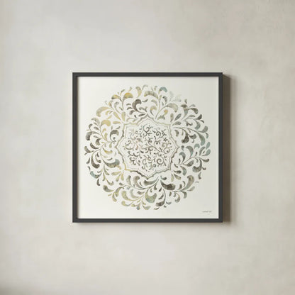 Earthen Circle of Life IV by Danhui Nai. Shown in a sleek black glass frame for a contemporary gallery look. Available as an archival giclee rolled canvas, fine art paper, or poster print. SKU 79486a.