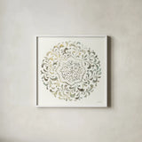 Earthen Circle of Life IV by Danhui Nai. Shown in a crisp white glass frame for a clean and minimalist style. Available as an archival giclee rolled canvas, fine art paper, or poster print. SKU 79486a.