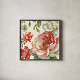 Elegant Floral IV by Danhui Nai. Shown in a sleek black glass frame for a contemporary gallery look. Available as an archival giclee rolled canvas, fine art paper, or poster print. SKU 101417a.