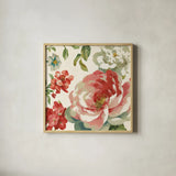 Elegant Floral IV by Danhui Nai. Shown in a natural wood glass frame for a timeless modern aesthetic. Available as an archival giclee rolled canvas, fine art paper, or poster print. SKU 101417a.