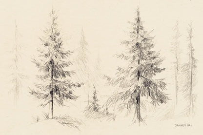 Elegant Pine III Panel by Danhui Nai. SKU 96038i. Archival Giclee Fine art print for wall decor.