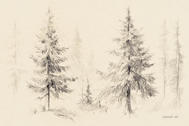 Elegant Pine III Panel by Danhui Nai. SKU 96038i. Archival Giclee Fine art print for wall decor.