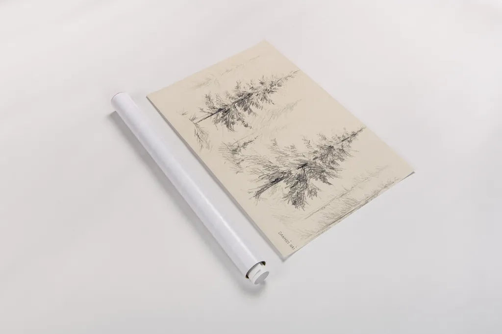 Elegant Pine III Panel by Danhui Nai. shown as a rolled paper print. Available as archival giclee rolled canvas, fine art paper, or poster print. SKU 96038i.