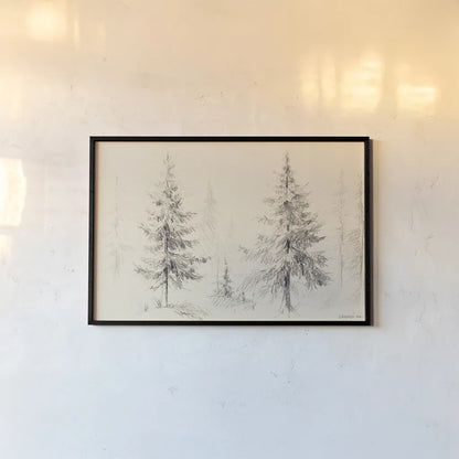 Elegant Pine III Panel by Danhui Nai. shown as a paper print in a black flame. Available as a archival giclee rolled canvas, fine art paper, or poster print. SKU 96038i.