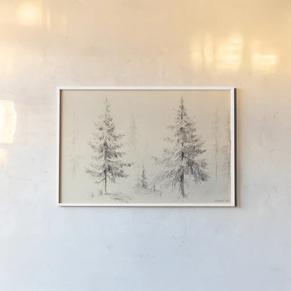 Elegant Pine III Panel by Danhui Nai. shown as a paper print in a white frame. Available as a archival giclee rolled canvas, fine art paper, or poster print. SKU 96038i.