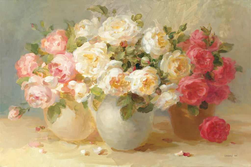 English Rose Bouquets by Danhui Nai. SKU 5231i. Archival Giclee Fine art print for wall decor.