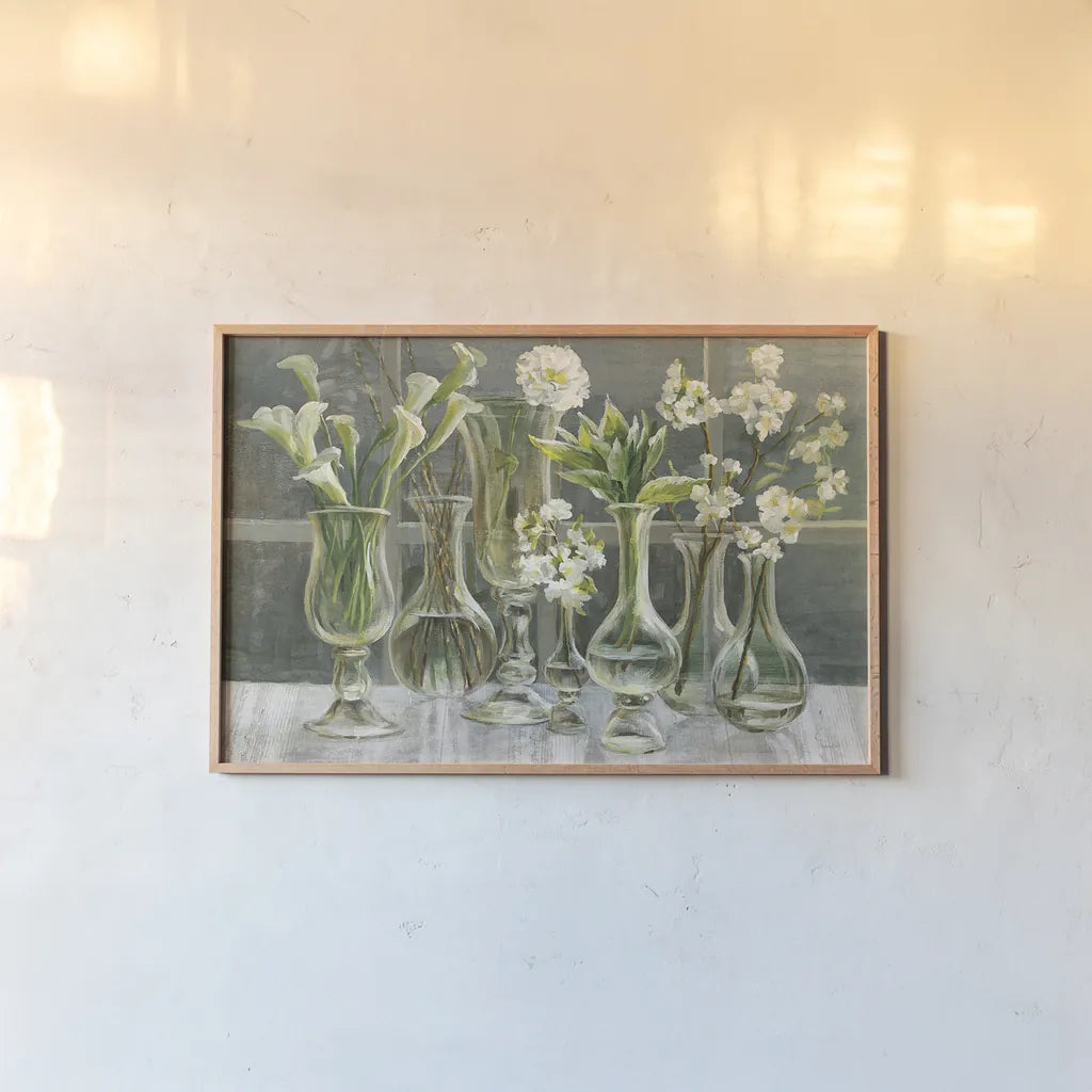 Essence of May by Danhui Nai. shown as a paper print in a natural frame. Available as a archival giclee rolled canvas, fine art paper, or poster print. SKU 22196i.