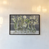 Essence of May Dark Gray by Danhui Nai. shown as a paper print in a black flame. Available as a archival giclee rolled canvas, fine art paper, or poster print. SKU 54174i.