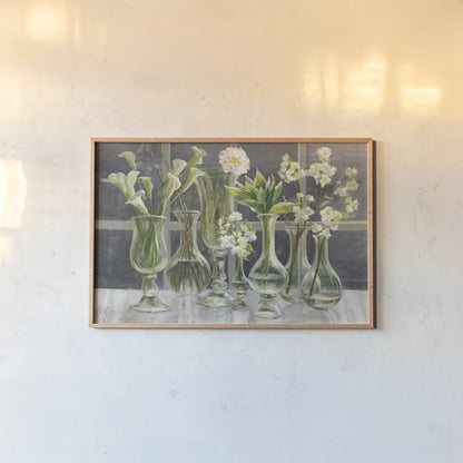 Essence of May Dark Gray by Danhui Nai. shown as a paper print in a natural frame. Available as a archival giclee rolled canvas, fine art paper, or poster print. SKU 54174i.