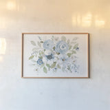 Essence of Spring I Blue by Danhui Nai. shown as a paper print in a natural frame. Available as a archival giclee rolled canvas, fine art paper, or poster print. SKU 65131i.