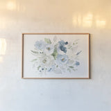 Essence of Spring II Blue by Danhui Nai. shown as a paper print in a natural frame. Available as a archival giclee rolled canvas, fine art paper, or poster print. SKU 65132i.