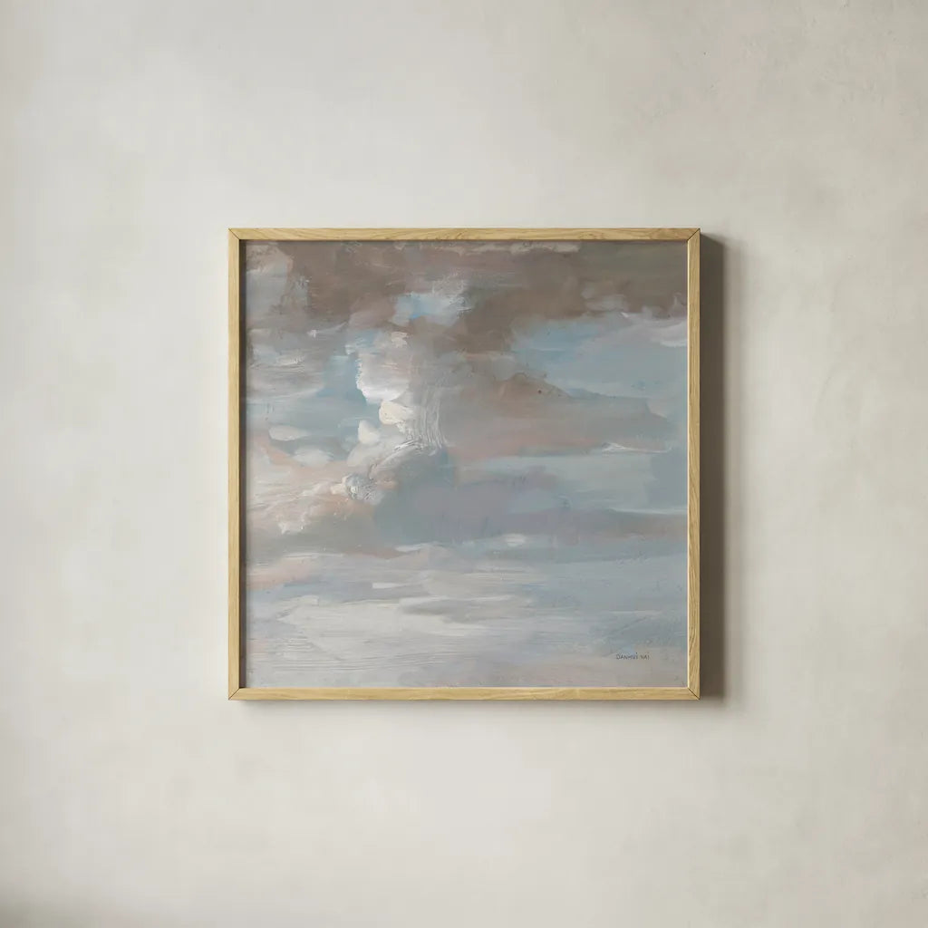 Ethereal Sky by Danhui Nai. Shown in a natural wood glass frame for a timeless modern aesthetic. Available as an archival giclee rolled canvas, fine art paper, or poster print. SKU 84443a.