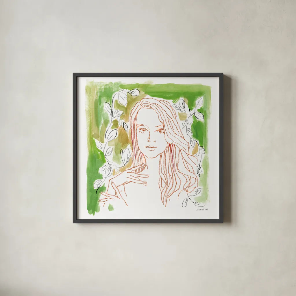 Ethereal Youth by Danhui Nai. Shown in a sleek black glass frame for a contemporary gallery look. Available as an archival giclee rolled canvas, fine art paper, or poster print. SKU 89935a.