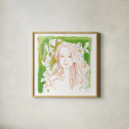 Ethereal Youth by Danhui Nai. Shown in a natural wood glass frame for a timeless modern aesthetic. Available as an archival giclee rolled canvas, fine art paper, or poster print. SKU 89935a.
