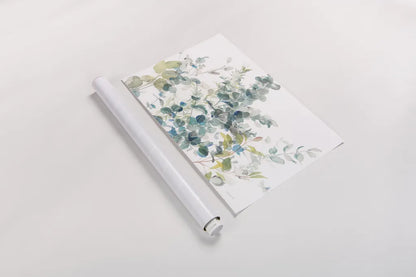 Eucalyptus I White Crop by Danhui Nai. shown as a rolled paper print. Available as archival giclee rolled canvas, fine art paper, or poster print. SKU 35489i.