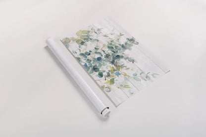 Eucalyptus I on Shiplap Crop by Danhui Nai. shown as a rolled paper print. Available as archival giclee rolled canvas, fine art paper, or poster print. SKU 36124i.