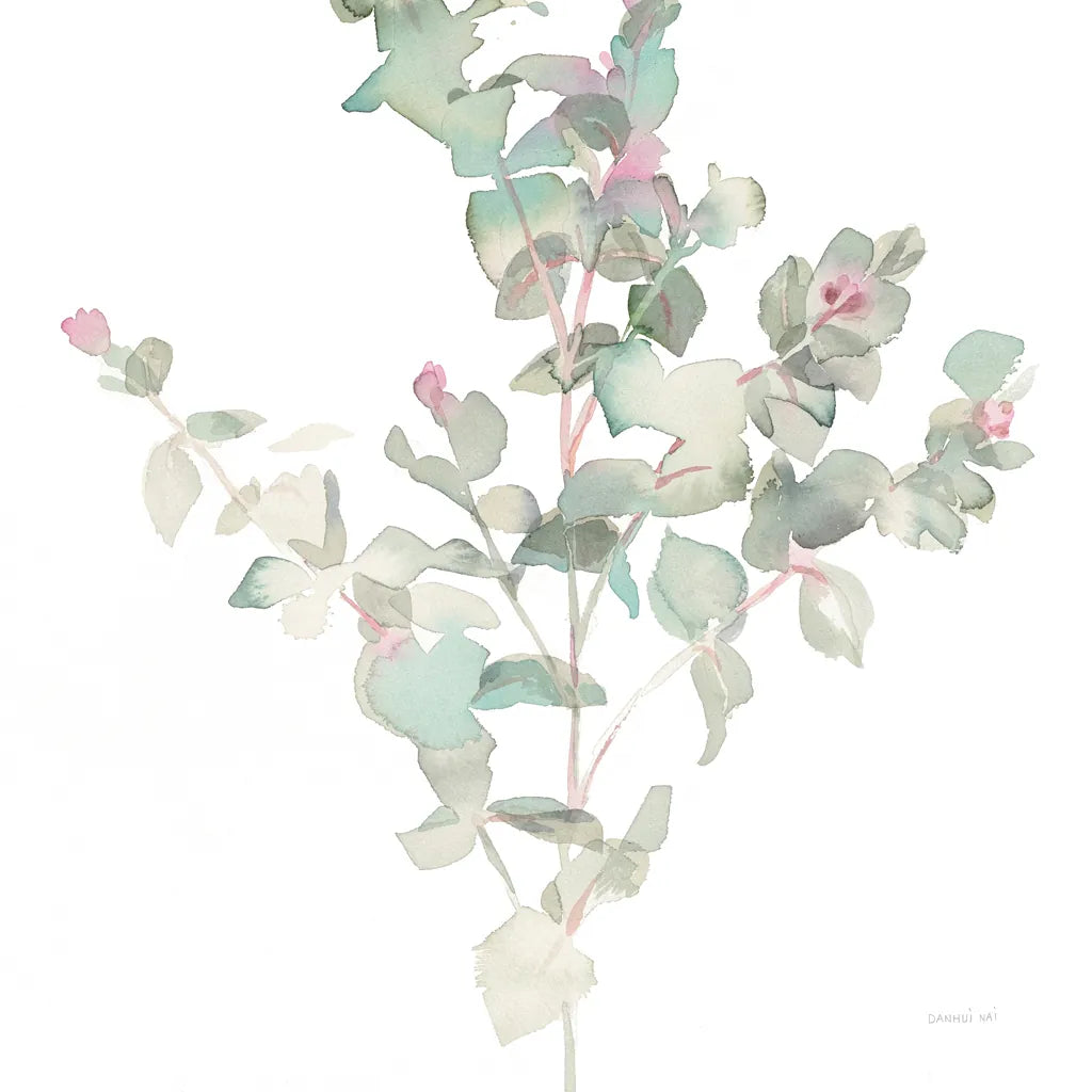 Eucalyptus II White Crop by Danhui Nai. SKU 35490a. Archival Giclee Fine art print for wall decor.