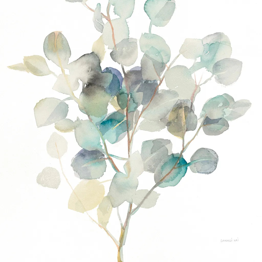 Eucalyptus III White Crop by Danhui Nai. SKU 35491a. Archival Giclee Fine art print for wall decor.