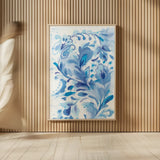 Exotic Blue I by Danhui Nai. shown as over sized large wall art. Available as an archival giclee rolled canvas, fine art paper, or poster print. SKU 68223h.