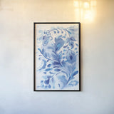 Exotic Blue I by Danhui Nai. shown as a paper print in a black flame. Available as a archival giclee rolled canvas, fine art paper, or poster print. SKU 68223h.
