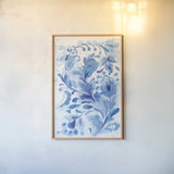 Exotic Blue I by Danhui Nai. shown as a paper print in a natural frame. Available as a archival giclee rolled canvas, fine art paper, or poster print. SKU 68223h.