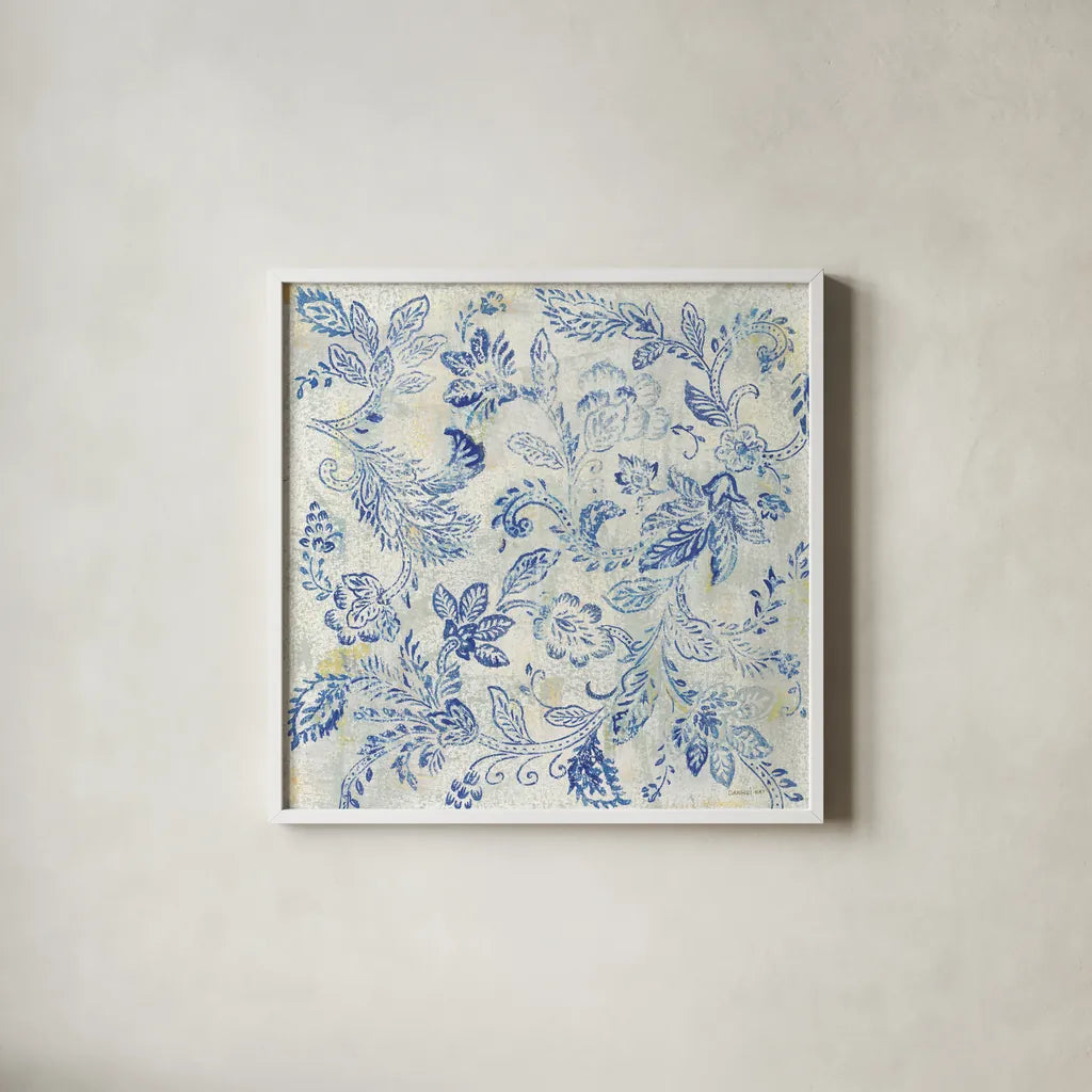Exotic Elegance II by Danhui Nai. Shown in a crisp white glass frame for a clean and minimalist style. Available as an archival giclee rolled canvas, fine art paper, or poster print. SKU 79180a.