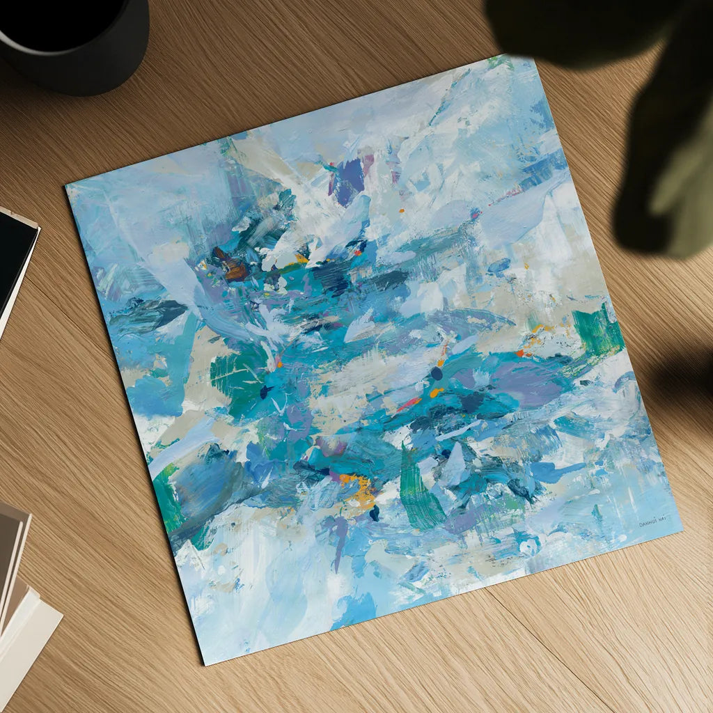 Exuding Summer Blue by Danhui Nai. Shown as a detailed flat fine art print, highlighting archival giclee quality. Available as an archival giclee rolled canvas, fine art paper, or poster print. SKU 79506a.