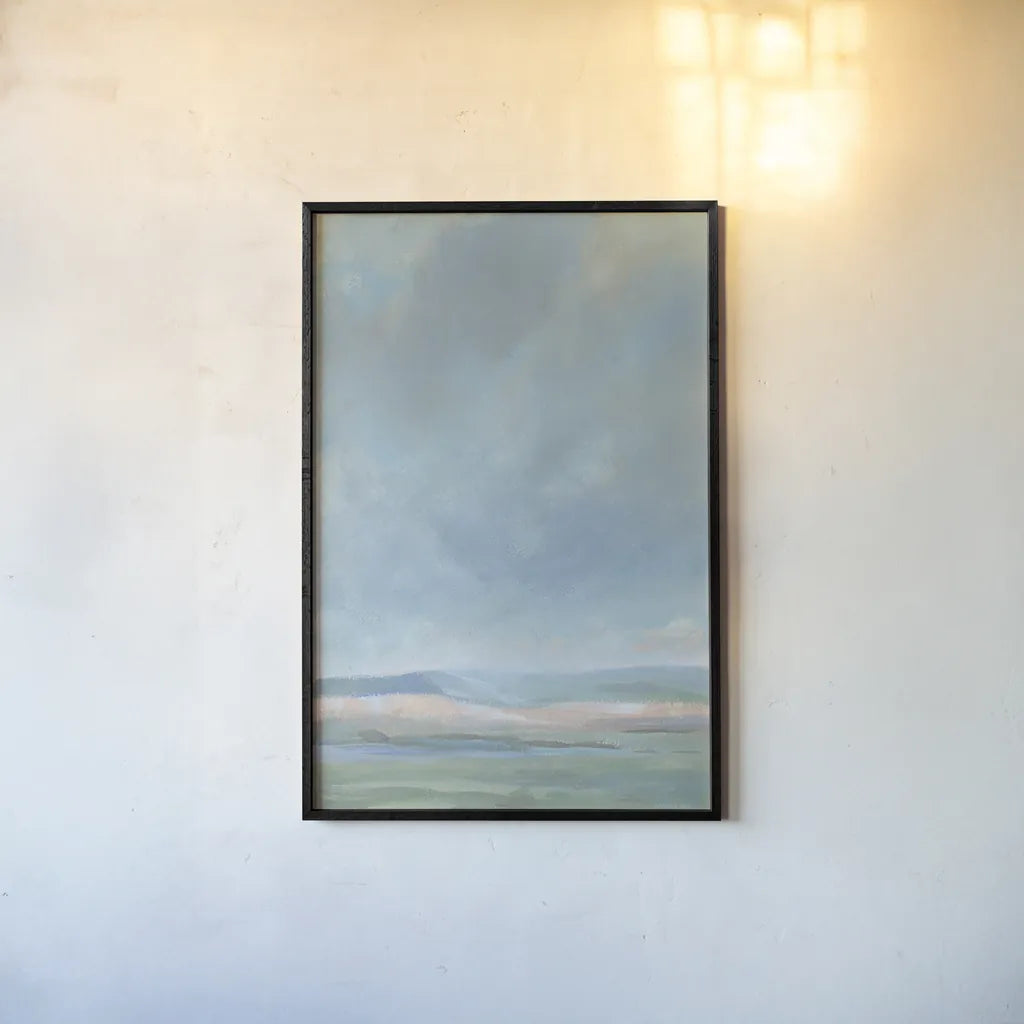 Faded Hills by Danhui Nai. shown as a paper print in a black flame. Available as a archival giclee rolled canvas, fine art paper, or poster print. SKU 74481h.