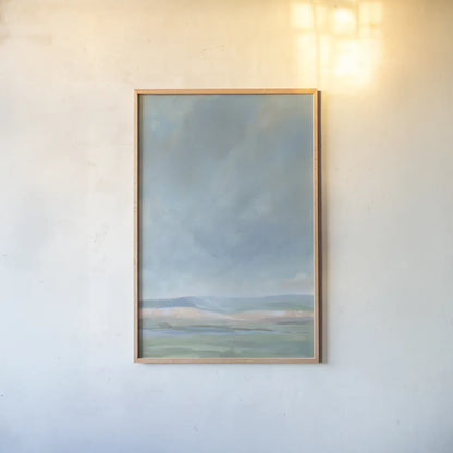 Faded Hills by Danhui Nai. shown as a paper print in a natural frame. Available as a archival giclee rolled canvas, fine art paper, or poster print. SKU 74481h.