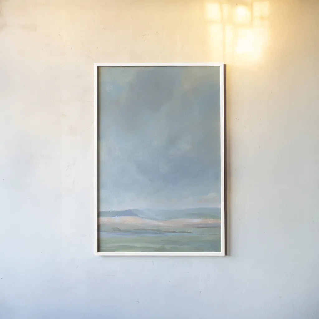 Faded Hills by Danhui Nai. shown as a paper print in a white frame. Available as a archival giclee rolled canvas, fine art paper, or poster print. SKU 74481h.