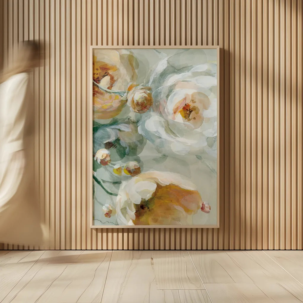 Fall Blossoms Panel I by Danhui Nai. shown as over sized large wall art. Available as an archival giclee rolled canvas, fine art paper, or poster print. SKU 99166h.