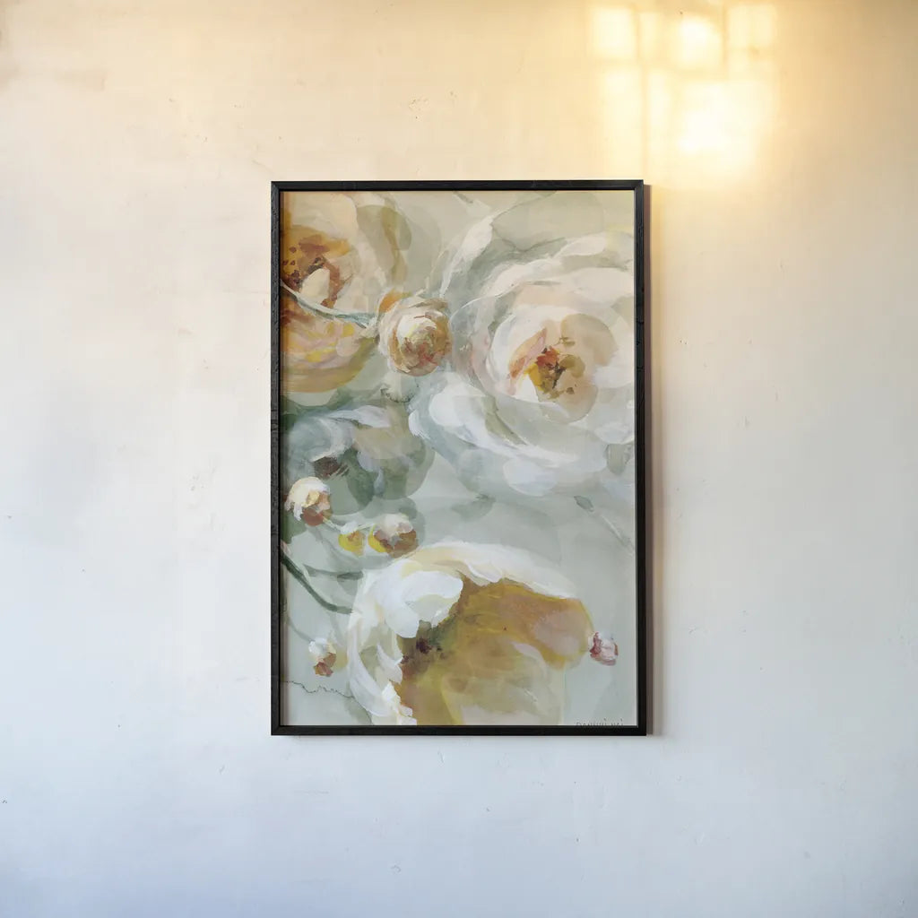Fall Blossoms Panel I by Danhui Nai. shown as a paper print in a black flame. Available as a archival giclee rolled canvas, fine art paper, or poster print. SKU 99166h.