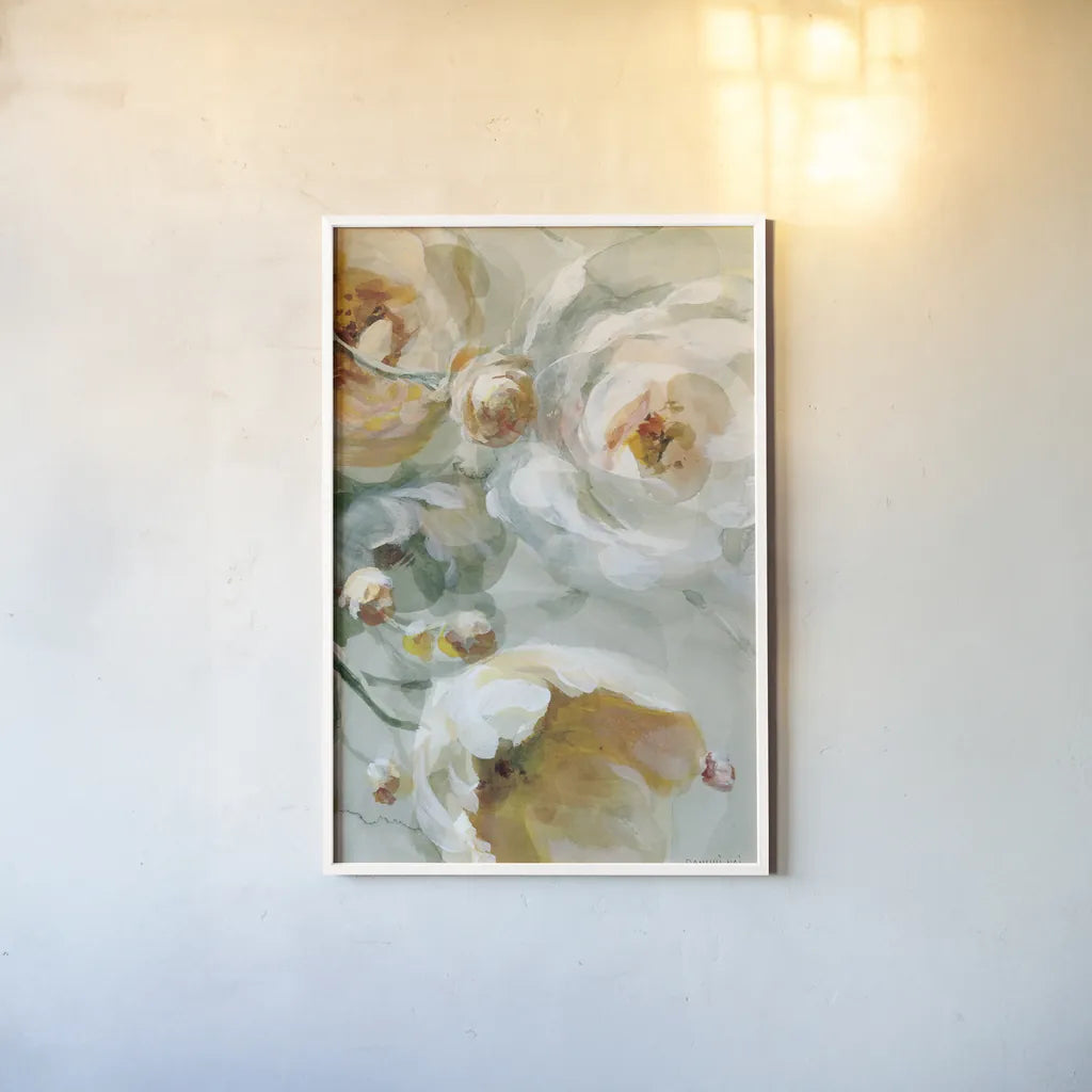 Fall Blossoms Panel I by Danhui Nai. shown as a paper print in a white frame. Available as a archival giclee rolled canvas, fine art paper, or poster print. SKU 99166h.