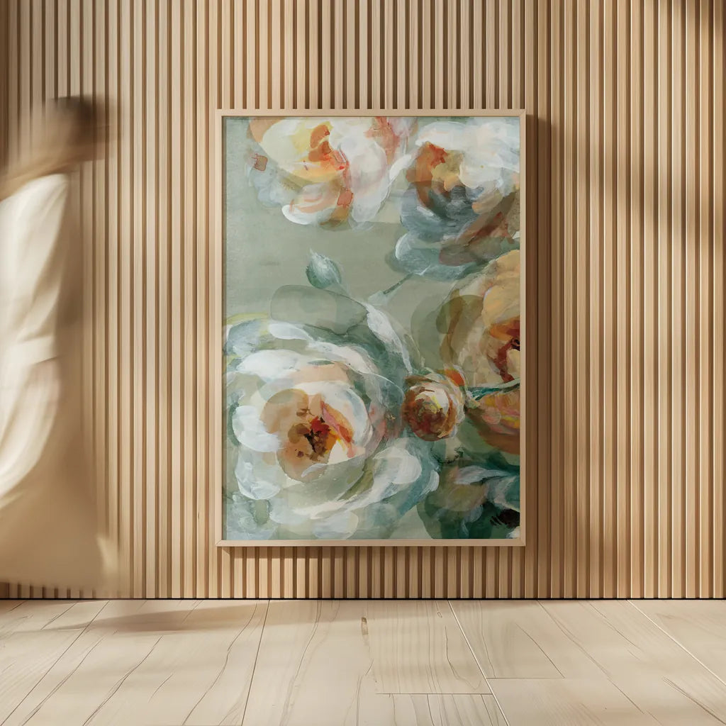 Fall Blossoms Panel II by Danhui Nai. shown as over sized large wall art. Available as an archival giclee rolled canvas, fine art paper, or poster print. SKU 99169h.