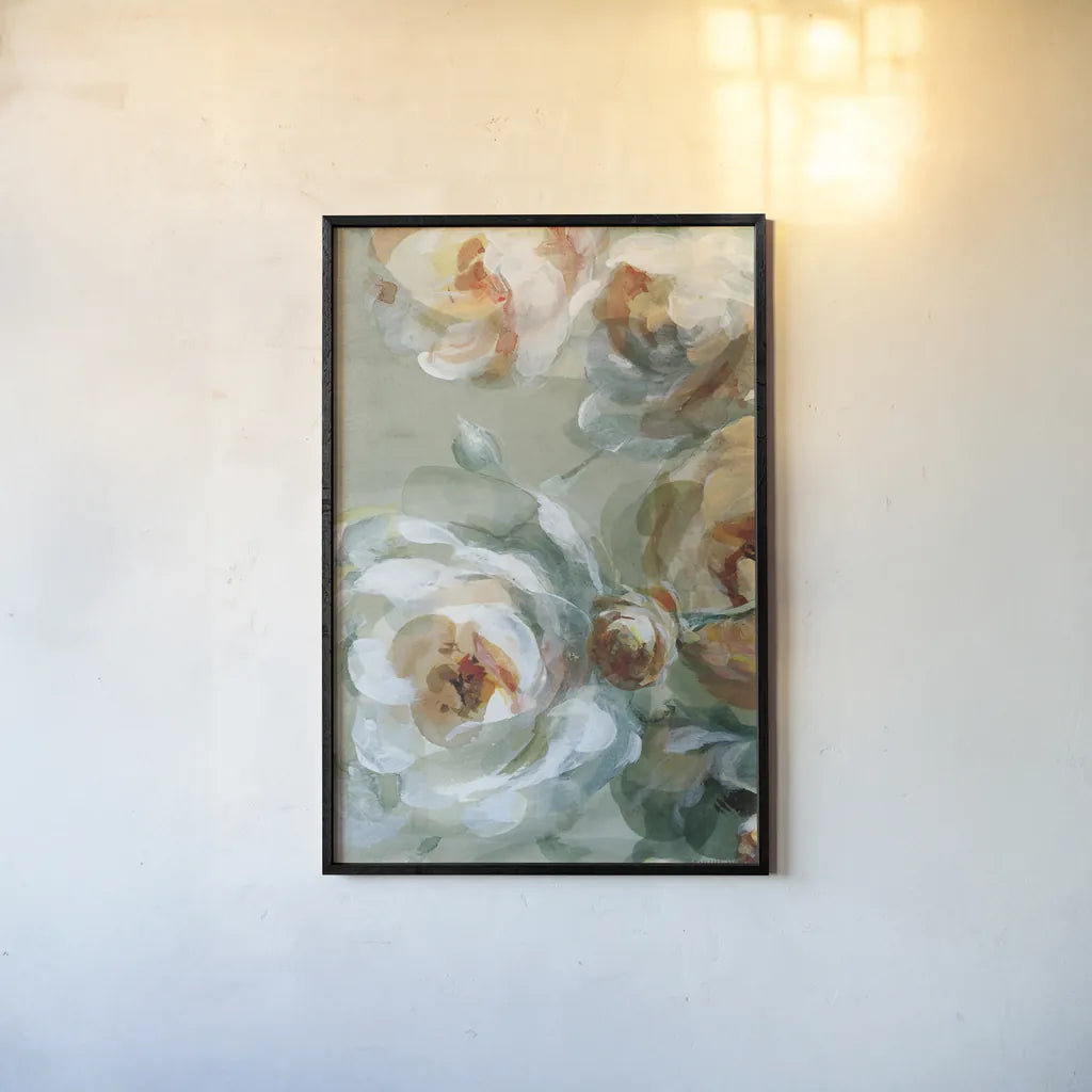 Fall Blossoms Panel II by Danhui Nai. shown as a paper print in a black flame. Available as a archival giclee rolled canvas, fine art paper, or poster print. SKU 99169h.