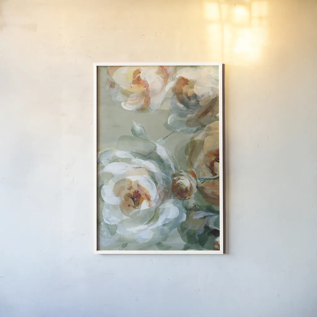 Fall Blossoms Panel II by Danhui Nai. shown as a paper print in a white frame. Available as a archival giclee rolled canvas, fine art paper, or poster print. SKU 99169h.