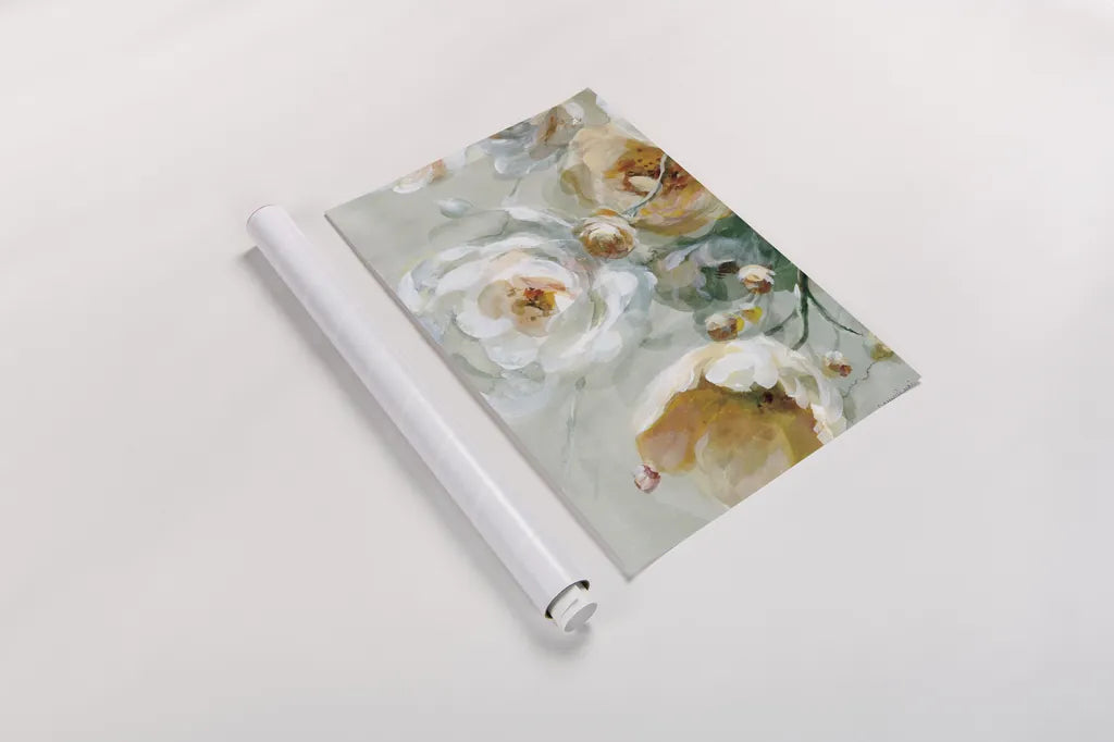 Fall Blossoms Panel III by Danhui Nai. shown as a rolled paper print. Available as archival giclee rolled canvas, fine art paper, or poster print. SKU 99170h.