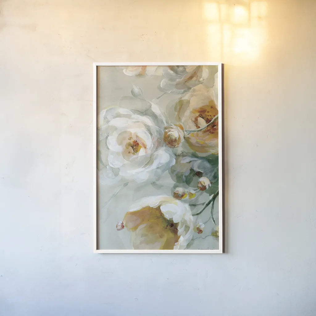 Fall Blossoms Panel III by Danhui Nai. shown as a paper print in a white frame. Available as a archival giclee rolled canvas, fine art paper, or poster print. SKU 99170h.