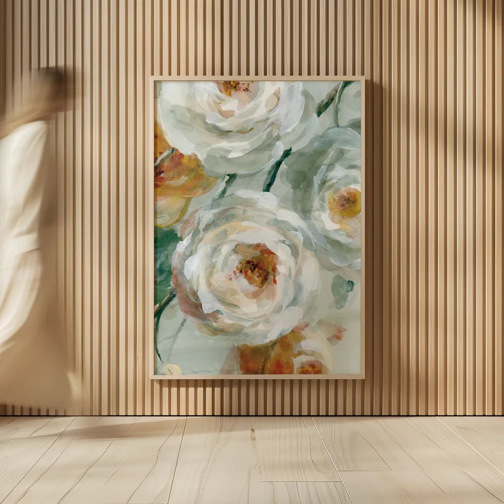 Fall Blossoms Panel IV by Danhui Nai. shown as over sized large wall art. Available as an archival giclee rolled canvas, fine art paper, or poster print. SKU 99171h.
