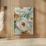 Fall Blossoms Panel IV by Danhui Nai. shown as over sized large wall art. Available as an archival giclee rolled canvas, fine art paper, or poster print. SKU 99171h.