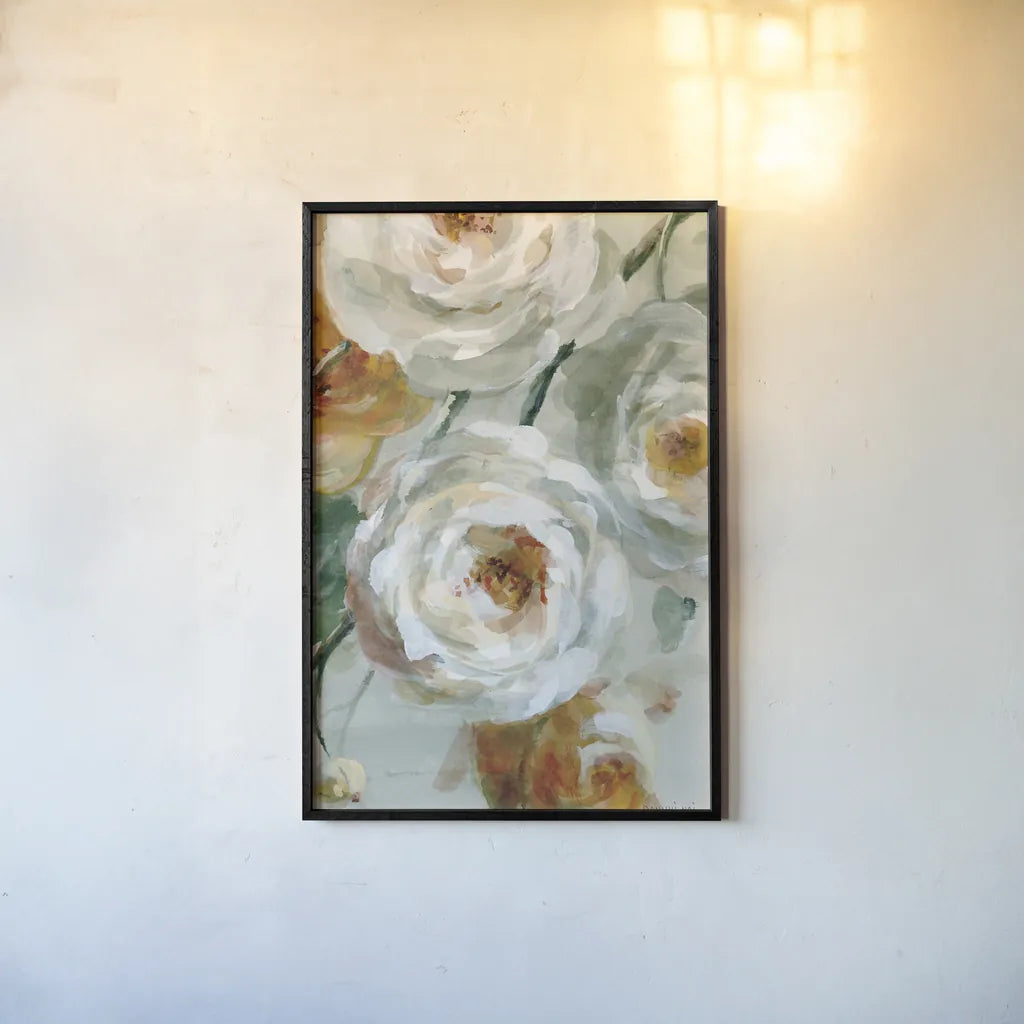 Fall Blossoms Panel IV by Danhui Nai. shown as a paper print in a black flame. Available as a archival giclee rolled canvas, fine art paper, or poster print. SKU 99171h.