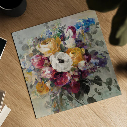 Fall Bouquet Neutral by Danhui Nai. Shown as a detailed flat fine art print, highlighting archival giclee quality. Available as an archival giclee rolled canvas, fine art paper, or poster print. SKU 58162a.