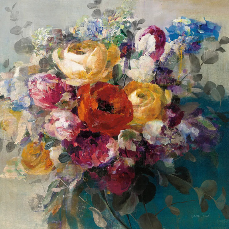Fall Bouquet Orange Rose by Danhui Nai. SKU 42828a. Archival Giclee Fine art print for wall decor.