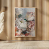 Fall Bouquet on White Panel I by Danhui Nai. shown as over sized large wall art. Available as an archival giclee rolled canvas, fine art paper, or poster print. SKU 99167h.