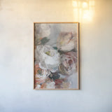 Fall Bouquet on White Panel I by Danhui Nai. shown as a paper print in a natural frame. Available as a archival giclee rolled canvas, fine art paper, or poster print. SKU 99167h.